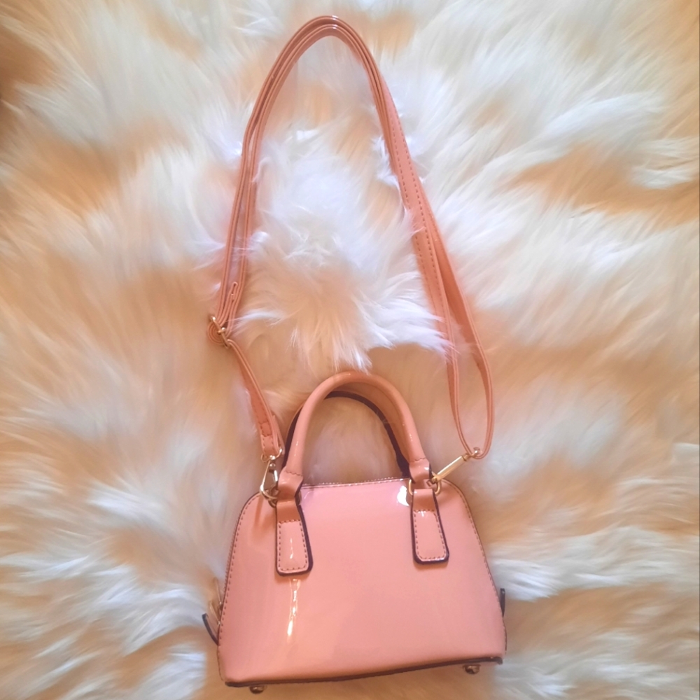 Kids Mini Purse - Pink Patent - Gold Hardware - Shoulder Strap
